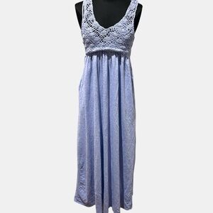 Aerie Light Blue Crochet Maxi Dress